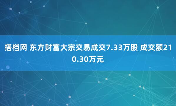搭档网 东方财富大宗交易成交7.33万股 成交额210.30万元