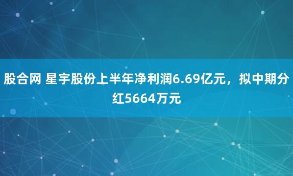 股合网 星宇股份上半年净利润6.69亿元,拟中期分红5664万元
